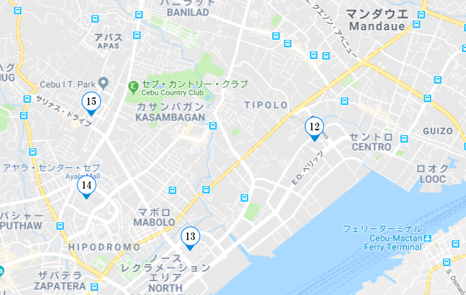 セブ市内の両替所の地図