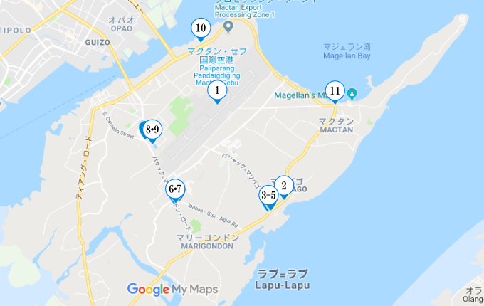 マクタン島の両替所の地図